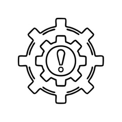 Gear Exclamation Mark Icon Outline Vector Design for System Alerts