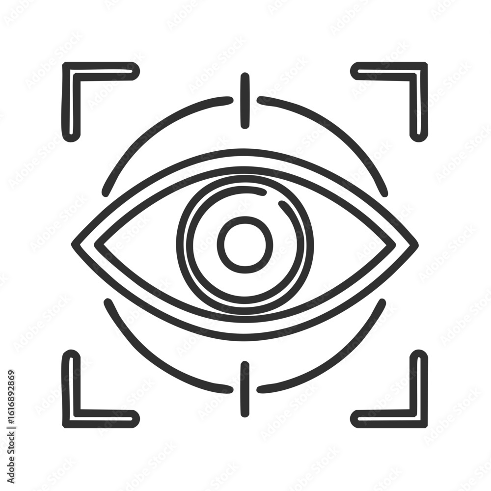 Poster eye recognition scanner icon for biometric security and identity verification