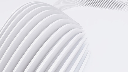 Abstract Curved Shapes. White Circular Background.