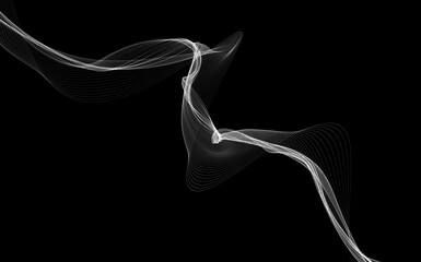 Dark abstract background with a glowing abstract waves