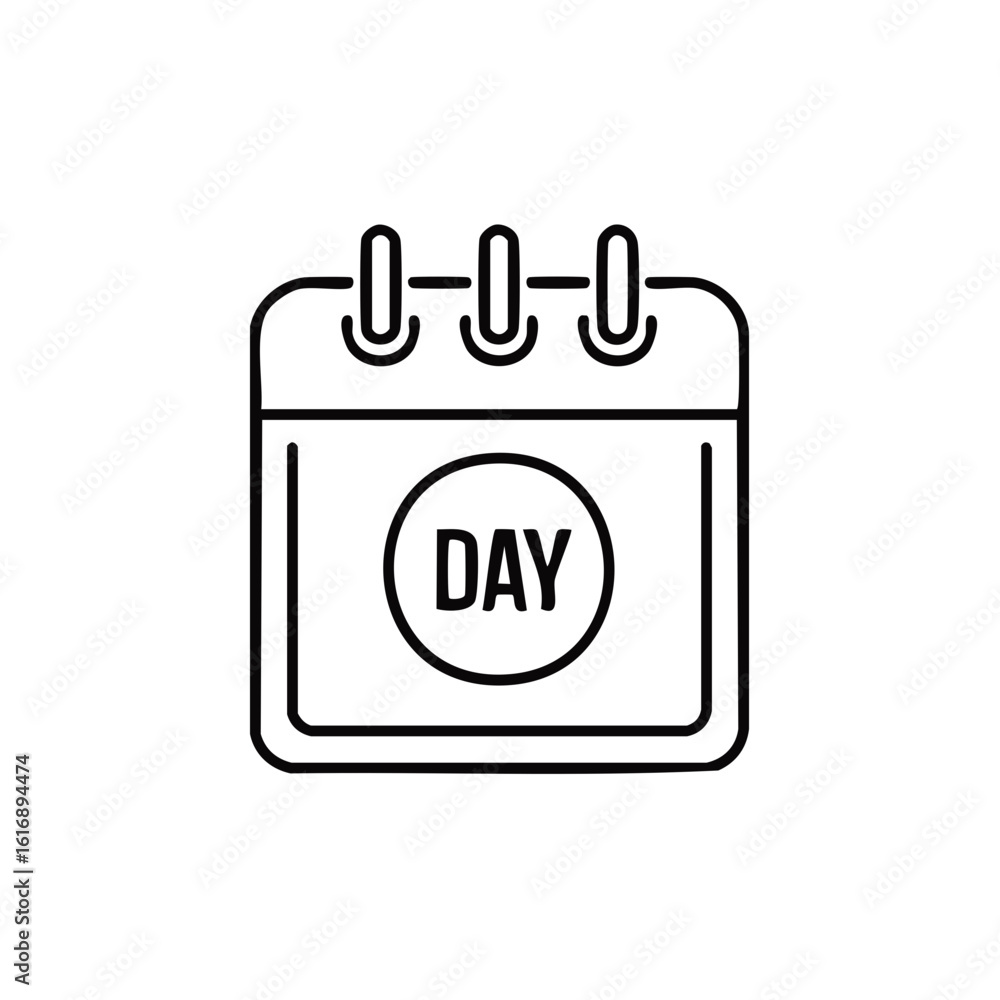 Poster outline of a calendar showing the word day within a circle