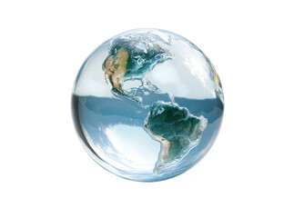 Glass globe earth north and south america continents. Isolated On Transparent Background