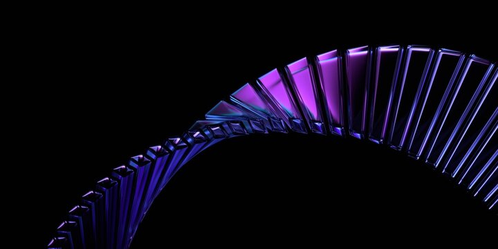 Abstract dark background, futuristic glass structure, 3d render