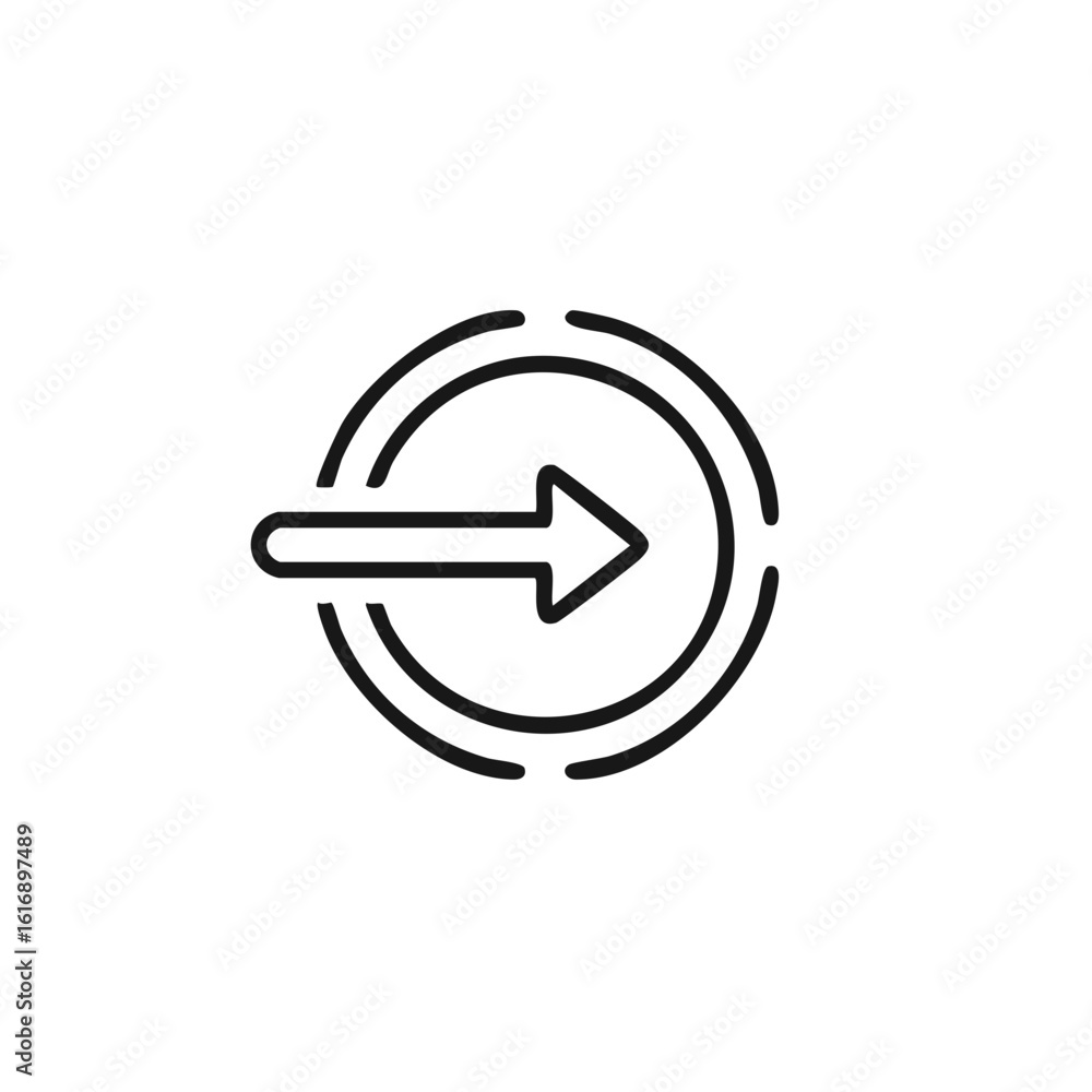 Poster login or sign in icon with an arrow entering a circle, a minimalist line art design for a web interf