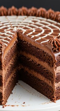 chocolate cake with several layers of super moist filling