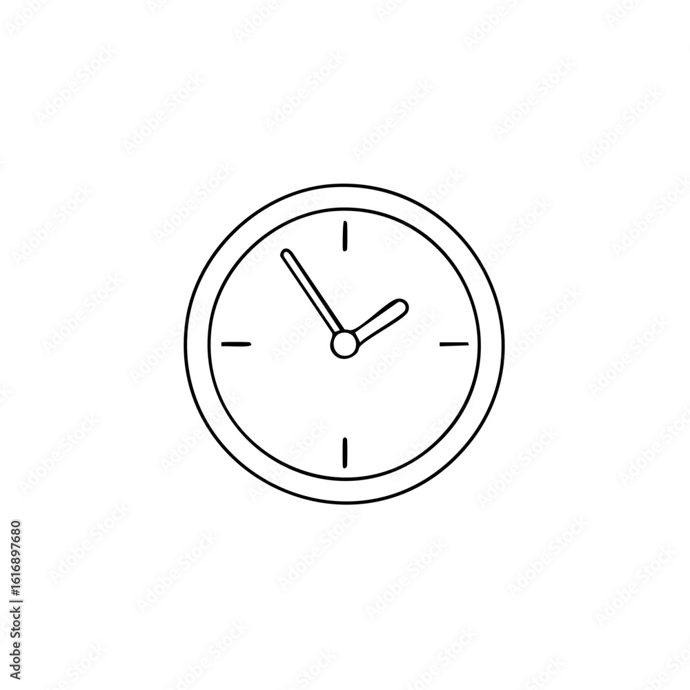 Aufkleber minimalist outline of a clock showing time and details for various concepts