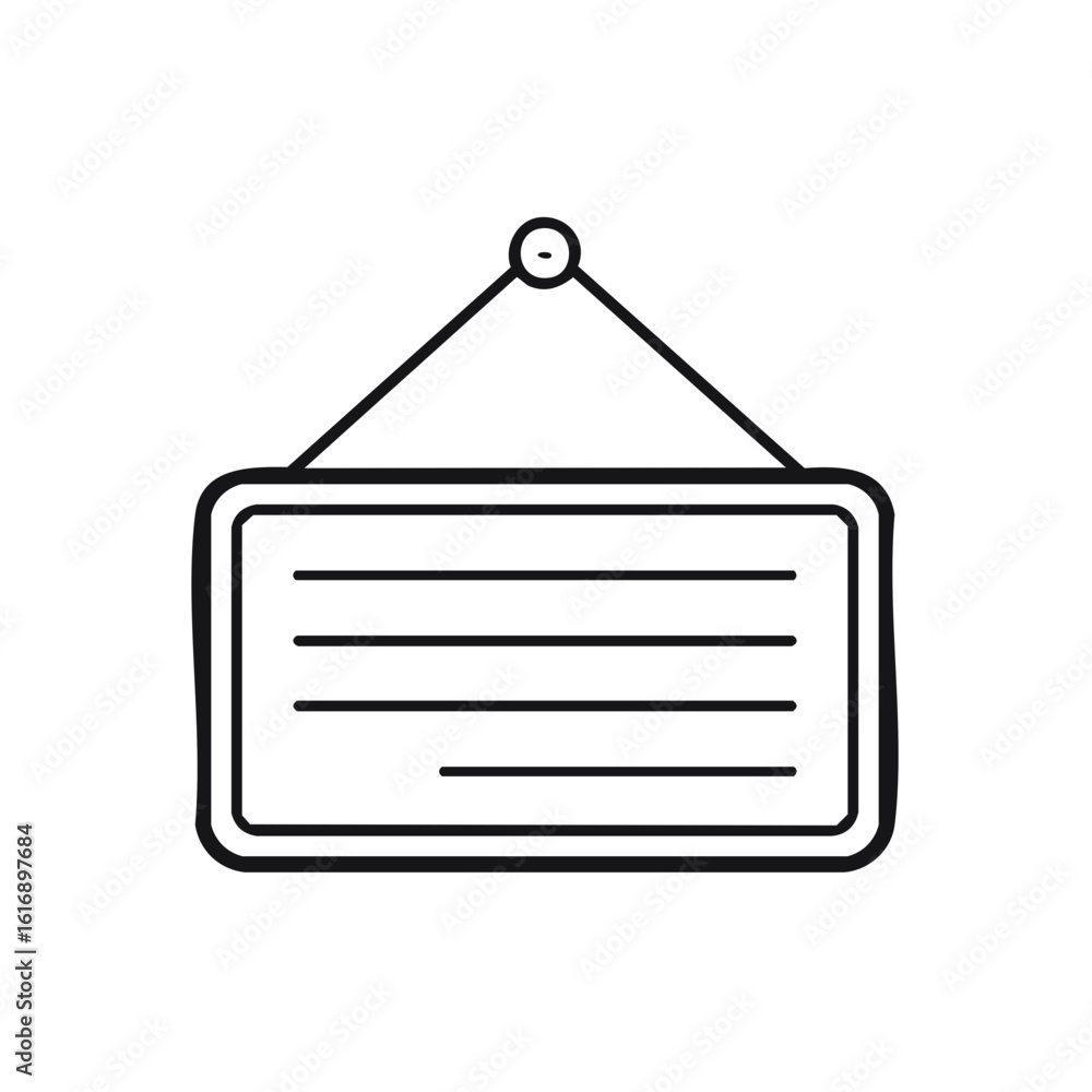 Poster hanging sign with lines on a board design concept for information and message