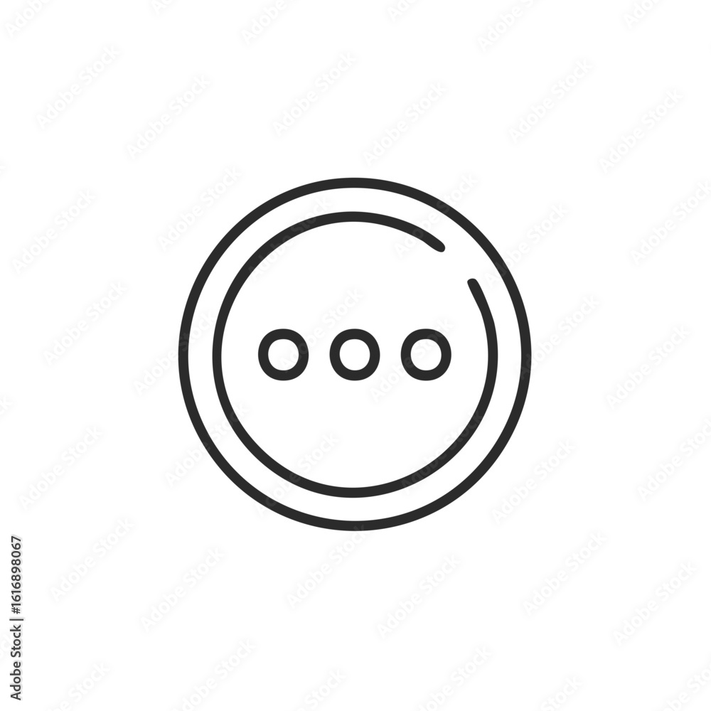 Poster three dots in a circle outline icon for user interface design representing a menu, options or settin