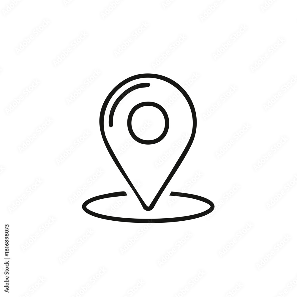 Poster location pin minimalist outline style vector icon navigation map pointer