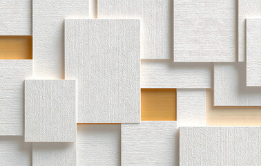 Fototapeta premium Abstract Geometric Pattern with White and Gold Squares