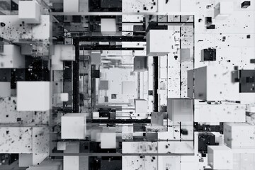 Abstract perspective of a complex, geometric structure