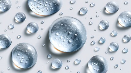 Water Droplets on Surface with Reflections and Shadows Creating a Textured Background