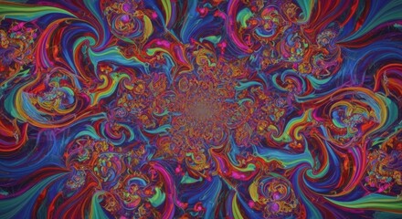 Vibrant Psychedelic Swirling Abstract Pattern with Intricate Details and Kaleidoscopic Effects
