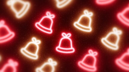 ネオン風サンタ帽子パターン背景 暖色クリスマスデザイン