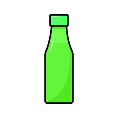 green drink bottle. plastic bottle. glass bottle. waste. trash. vector illustration
