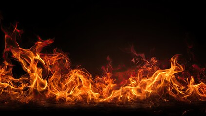 Fototapeta premium Abstract fire flames against a black background