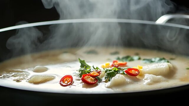 Steaming hot soup