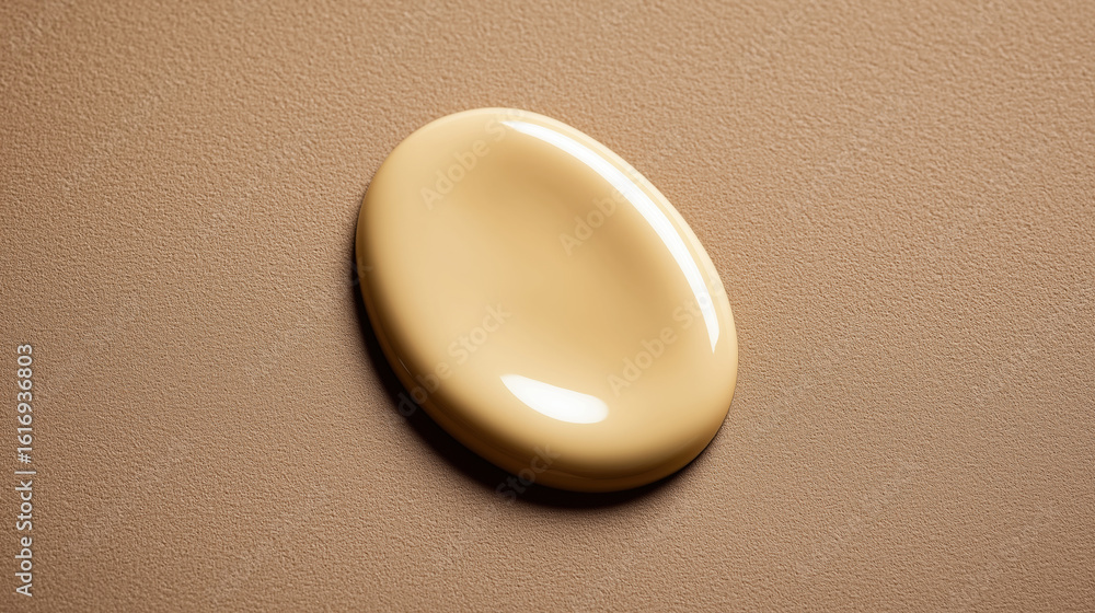 Poster smooth beige substance on a textured surface reflecting light in a neutral setting