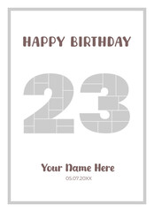 Fototapeta premium Photo grid layout for 24rd birthday or anniversary celebration minimalist number collage