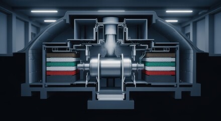 Crosssection diagram concept of a highdensity ballistic propellant mixing bunker highlighting layered safety and filtration systems.