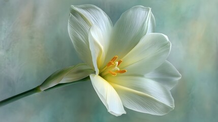 Fototapeta premium Delicate, elegant white flower in soft light.