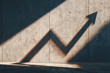 Upward trend shadow on concrete wall