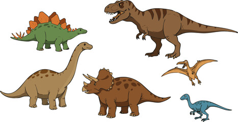 Obraz premium Realistic Dinosaur Illustrations Set