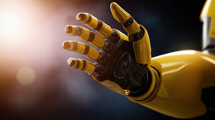 Robotic hand reaching out, showcasing advanced engineering and technology concepts