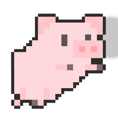 Obraz premium Pixel Art Pink Pig