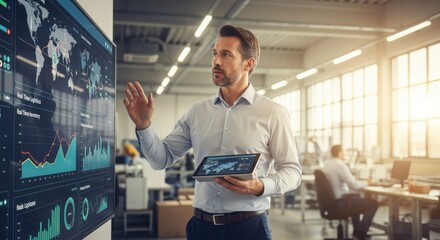 Operations leader overseeing logistics data in manufacturing hub.