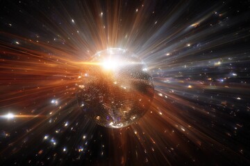 Obraz premium Abstract disco ball explosion in a cosmic background