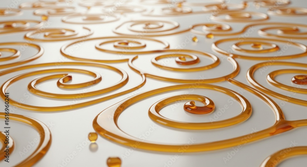 Poster golden fluid patterns dancing across a smooth surface creating an elegant visual harmony