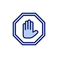 Stop icon vector. stop road sign. hand stop sign and symbol. Do not enter stop red sign with hand
