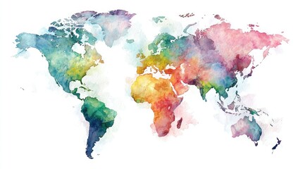 Watercolor world map