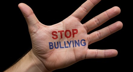 A Conceptual Image Portraying the Plea to Stop Bullying Through a Human Hand