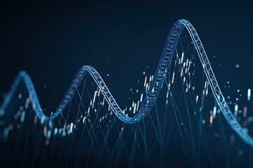 Abstract digital rollercoaster.  A complex, swirling, 3D graphic