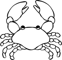 Cute crab hand drawn doodle outline, fisherman aesthetic