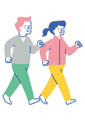Middle-aged couple enjoying their daily walk_Color