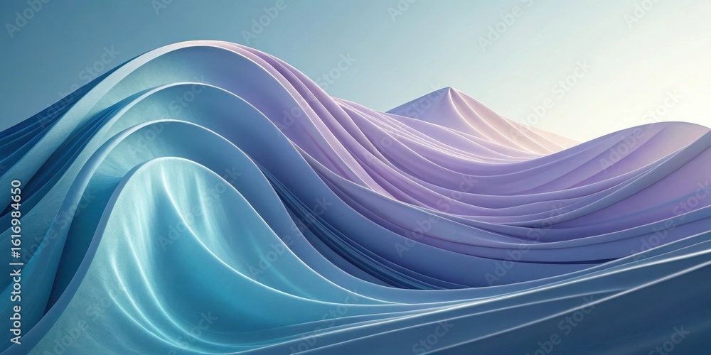 Poster abstract wavy fabric texture with gradient colors isolated on transparent background