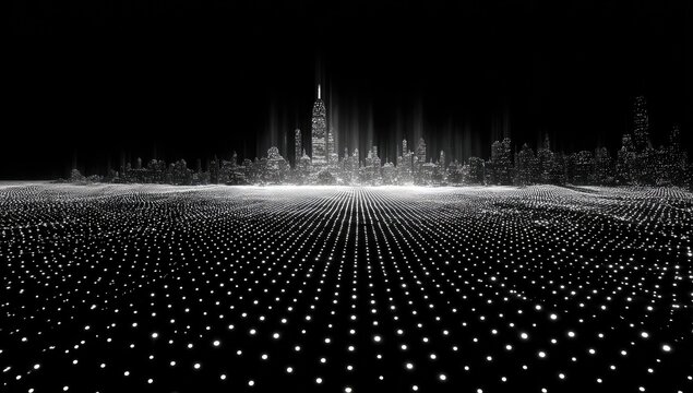 Fototapeta Futuristic cityscape, abstract, digital