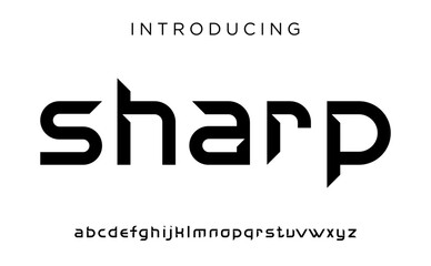 Futuristic modern geometric font logo. abstract alphabet digital technology font. technology typography, electronic, film, digital, music, future, creative font logo. vector illustration