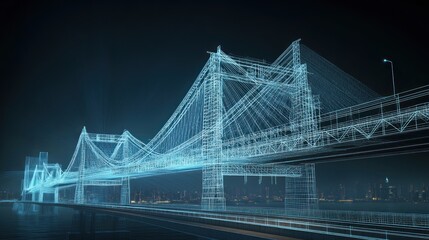 Obraz premium Blueprint Bridge: A Digital Construction