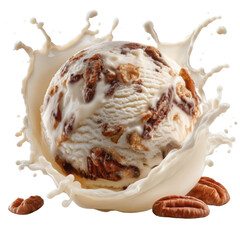 Photo of Pecan Ice Cream with Milk Splash - Dessert, Sweet Treat