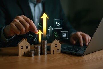 Businessman Analyzing Growth Trends in Real Estate Investment Strategy