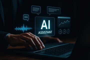 Futuristic AI Assistant Concept with Technology and User Interaction