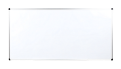 Blank white whiteboard with silver frame for notes and presentations