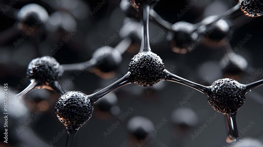 Poster close-up view of a complex molecular structure.