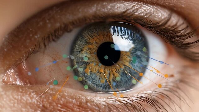 Medical graphic showing pupil dilation combined with colorcoded dryness markers on extremities for educational toxidrome analysis.