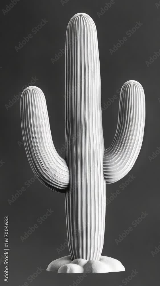 Poster this is a unique, three-dimensional artwork in the style of modernist design. it features a cactus s