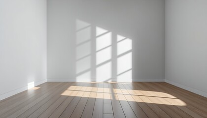 Obraz premium Sunlight Streaming Through Window into Empty Room Interior Design Stock Photo